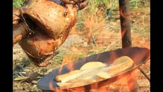 Epic Fried Hang-Roasted Chicken-Primitive cooking ASMR