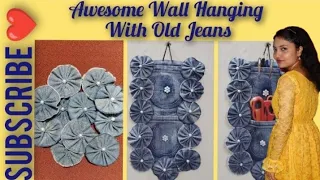 REUSE Old Jeans/Jeans WALL HANGING/Convert Old Jeans into Beautiful Wall Hanging with Pockets/VIRAL