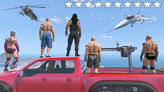 GTA 5 military Chase Vs WWE Superstar Wanted Level 10 Star | WATCH T7
