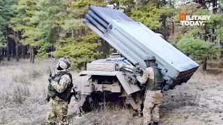 Russian MLRS BM-21 Grad Destroyed about Ten Ukrainian Soldiers