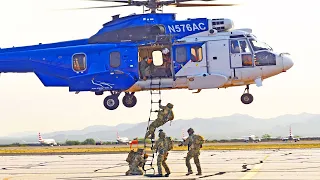 U.S. Air Force Airmen Trained Hoisting and Rappelling in Eurocopter EC-225 Super Puma Helicopter
