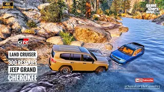 Land Cruiser 300 GR Sport Rescues the Accident 2022 Jeep® Grand Cherokee I GTAV I 4K I Off-Roading