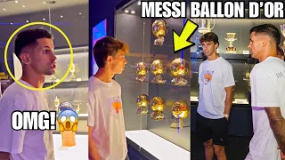 Joao Félix and Cancelo Reaction To Messi’s 7 Ballon D’Or at Barca Museum