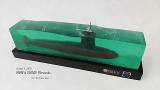 Scale model U Boat underwater diorama. epoxy resin diorama