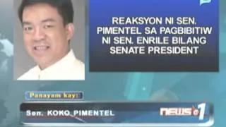 Panayam kay Sen. Koko Pimentel - Reaksyon ni Sen. Pimentel sa pagbibitiw ni Sen. Enrile...