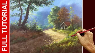 Tutorial : Acrylic Landscape Painting / Morning Lights on Mountain Road / JMLisondra