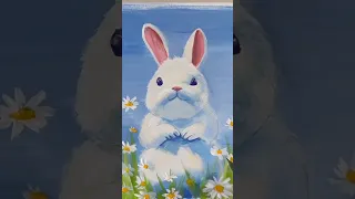 Gouache Challenge: Painting a Cute Rabbit with Only Four Colors #shorts