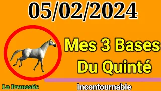 Pronostics PMU Mes 3 bases incontournable LUNDI 05 FÉVRIER 2024 CAGNES SUR MER