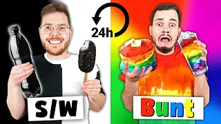 NUR die FARBE ESSEN die man TRÄGT FÜR 24 STUNDEN (BUNTES vs SCHWARZ WEISS FOOD CHALLENGE)