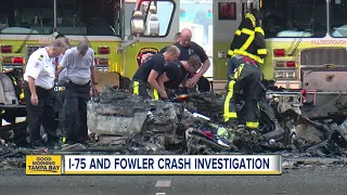 One driver dead in fiery crash involving several vehicles on I-75 and Fowler Avenue