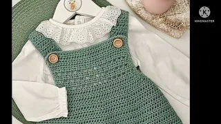 modelo inspiração Jardineira em crochê infantil de 06 meses até 2 anos