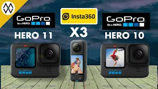 GoPro Hero 11 Black VS GoPro Hero 10 Black VS Insta360 X3 | Comparison