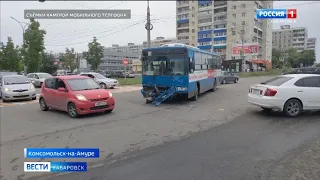 ДТП в Комсомольске: автобус с пассажирами столкнулся с КАМАЗом