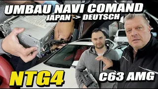 Weißer C63 AMG Japan Lachs - Dubai Import bekommt deutsches Navi Comand NTG4 verpasst