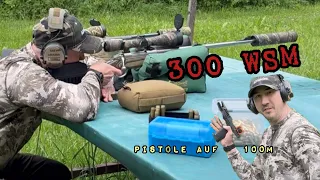 Mit der 300 WSM auf der 300m Bahn + Walther PDP auf 100m 😅 (inkl. Aimpoint Acro C-2)