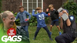 Kids Throw Water Balloons at a Cop!!