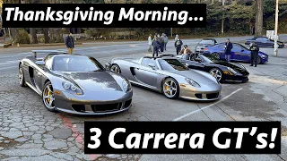 E92 M3 POV Runs into 3 Carrera GT's on Thanksgiving