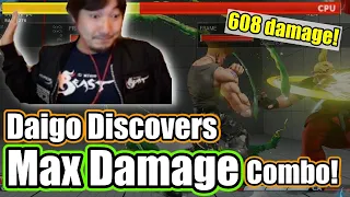 Daigo DISCOVERS the "Prisoner Combo." Guile's MAX DAMAGE Combo with 608 Damage! [SFV]