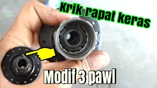 Modifikasi jalur pawl || upgrade 3 pawl jangkrik hub freehub cassete