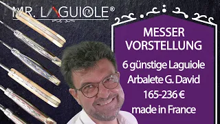 6 cheap Laguiole pocket knives Arbalete G. David, Handmade in France