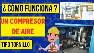 ¿Cómo funciona un compresor de aire comprimido, tipo tornillo?