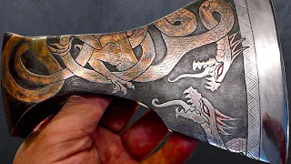 I've never done that. Copper dragon on an old axe. Restoration.