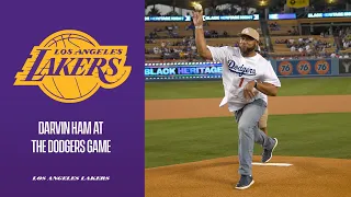 Darvin Ham Throws Out First Pitch at Dodgers Game