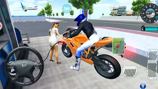 3D Driving Class - New Orange KTM Moterbike In Gas Station Refuel Gas Funny Gameplay - Android Games