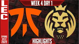 FNC vs MAD Highlights | LEC Spring 2022 W4D1 | Fnatic vs Mad Lions