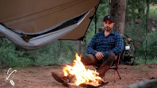 SOLO CAMPING with my Dog, Relaxing in Nature, Hammock, Tarp Shelter, ASMR