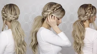 HOW TO: Voluminous Messy Ponytail & Braid Detailing | Long medium hair