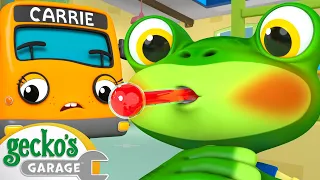 Sick Gecko's Bus Repair | Gecko the Mechanic | Vehicle Repair Cartoons | Buses, Trucks and Cars