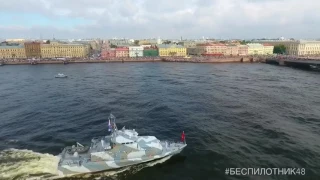 Аэросъёмка Парада кораблей  на День ВМФ  в Санкт-Петербурге