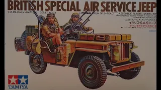 WHATS IN THE BOX? TAMIYA 35033, 1/35; BRITISH SPECIAL AIR SERVICE JEEP. KIT REVIEW No. 76.