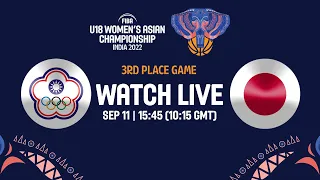 Chinese Taipei v Japan | Full Basketball Game | FIBA U18 Women's Asian Championship 2022 - Div. A