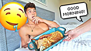 SERVING MY FIANCE BREAKFAST WHILE WEARING NO CLOTHES... *CUTE REACTION*