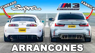 Supra Mk4 de 700 hp vs BMW M3: ARRANCONES