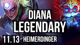 DIANA vs HEIMERDINGER (TOP) | 12/0/3, 7 solo kills, Legendary, 900K mastery | BR Diamond | v11.13