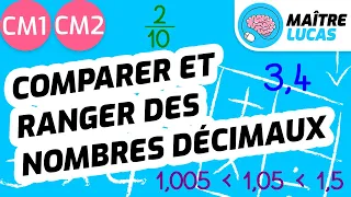 Comparer et ranger des nombres décimaux CM1 - CM2 - Cycle 3 - Maths - Mathématiques