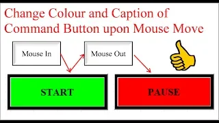 Excel VBA - Change color and caption of command button when mouse move over