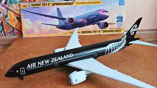 Сборка  Boeing 787-9 Air New Zealand ( All Blacks Livery ) | Zvezda 1/144 scale | Mr.Motochkin