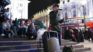 Beatbox and Harmonica Performance in Piccadilly Circus, London Night Time