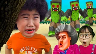 Baby Hulk Miss T VS GIANT ZOMBIE MONKEY MINECRAFT rescue Nick & Tani and Miss T  - Scary Teacher 3D