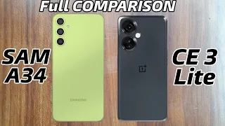 Oneplus Nord CE 3 Lite vs Samsung Galaxy A34 Full Comparison || Amoled, IP67, OIS