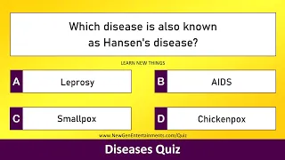 Diseases Quiz - Part 1 | 25 Questions | Zoology Questions for Competitive Exams | Medical Quiz