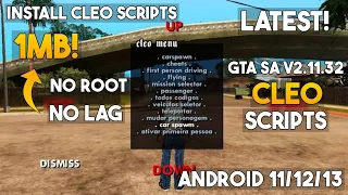 GTA SA V2.11 Latest Cleo Mods | New Cleo Menu | Supports Android 11,12,13 | Only 1MB | 300+ Cheats