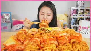10 KIMCHI WRAPPED NUCLEAR FIRE NOODLES in 10 MINUTES CHALLENGE!!