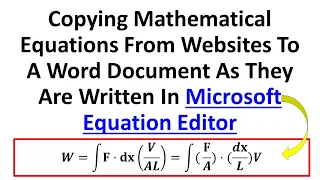 Copying Mathematical Equations From Websites To Microsoft Word Document Similar To  Equation Editor