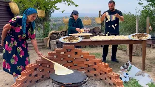 LEAF CUTTING KHINKALI RECIPE! COOKING HUGE FISH IN TANDOOR! ERISHDE AZERBAIJAN TRADITIONAL RECIPE