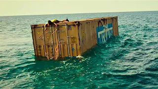 Pregnant women gets stuck on a container, alone in the middle of the ocean